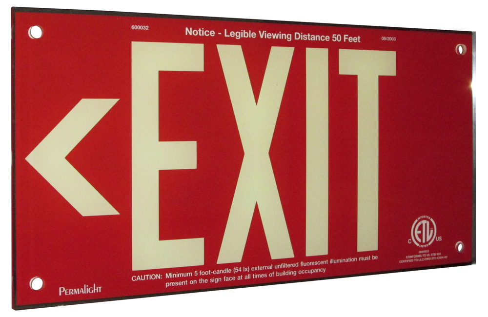 UL924 Red Acrylic < EXIT > Sign