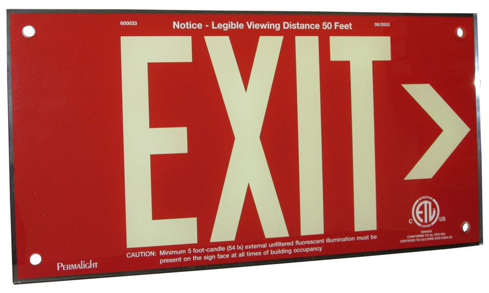 UL924 Red Acrylic EXIT > Sign