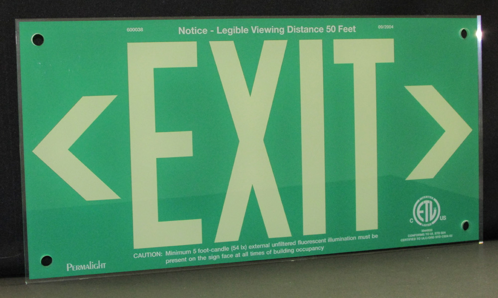 UL924 Green Acrylic < EXIT > Sign