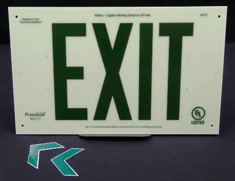 UL924-Listed Plastic EXIT Sign, Green EXIT Legend, unframed