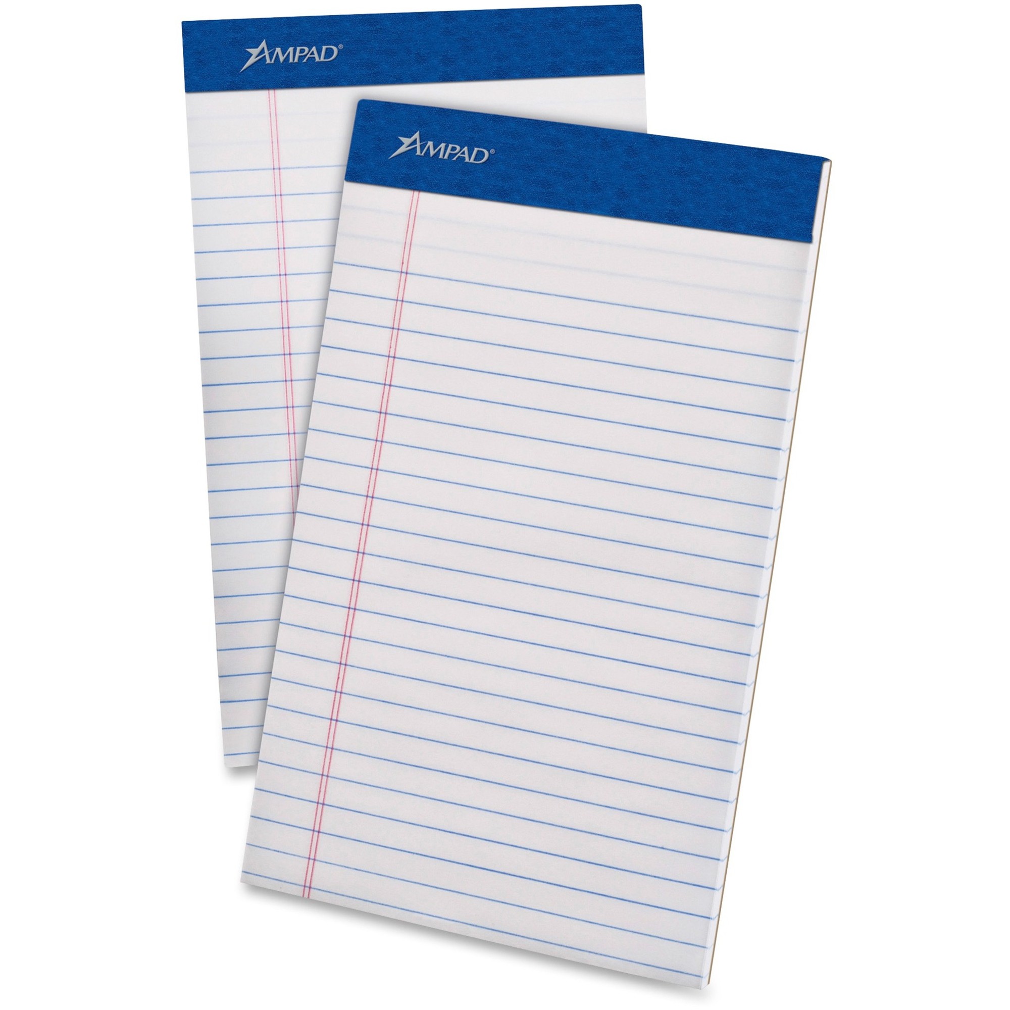 Ampad Perforated Ruled Pads - 50 Sheets - Stapled - 0.28" Ruled - 20 lb Basis Weight - 5" x 8" - White Paper - White Cover - Stu