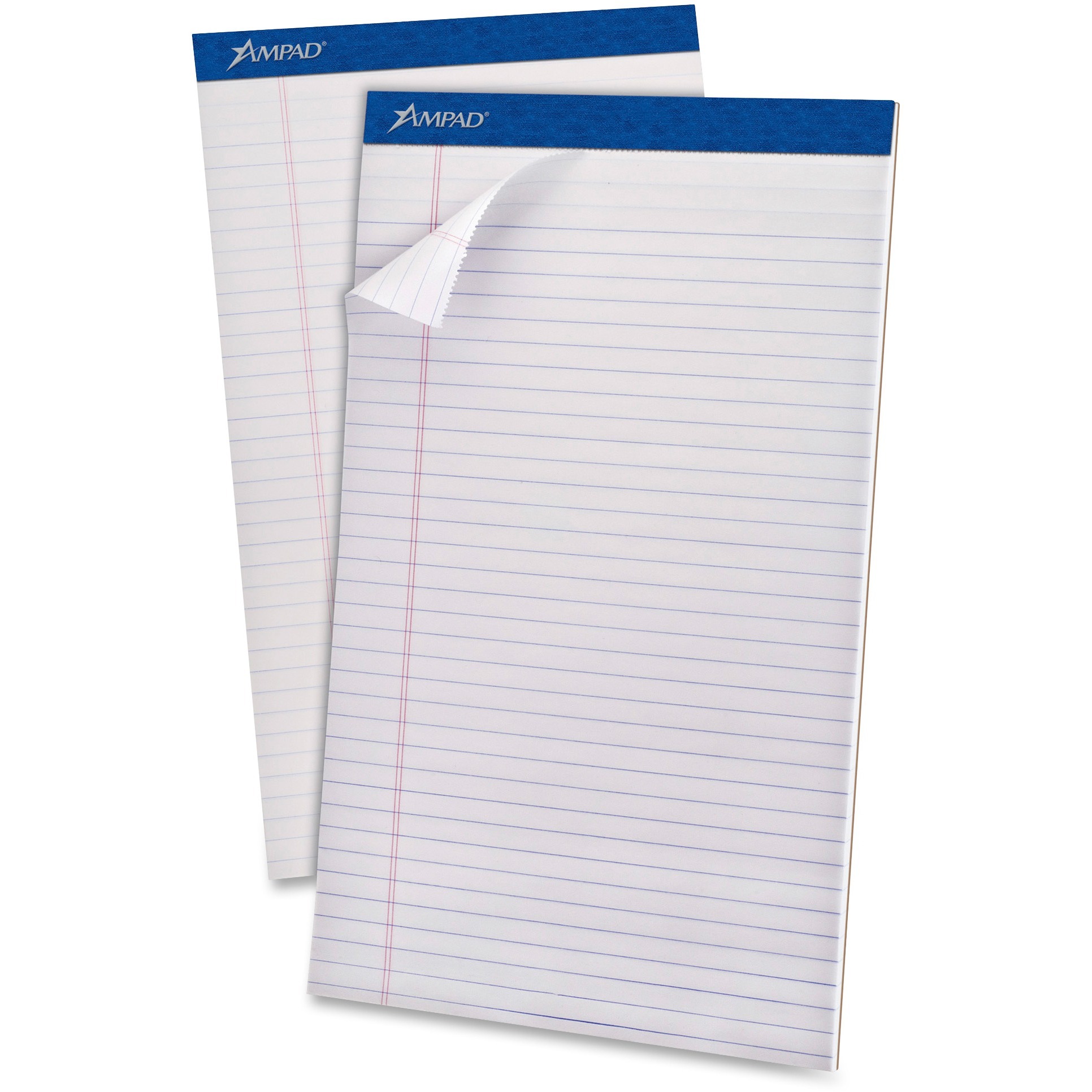 Ampad Perforated Ruled Pads - Legal - 50 Sheets - Stapled - 0.34" Ruled - 20 lb Basis Weight - Legal - 8 1/2" x 14" - White Pape