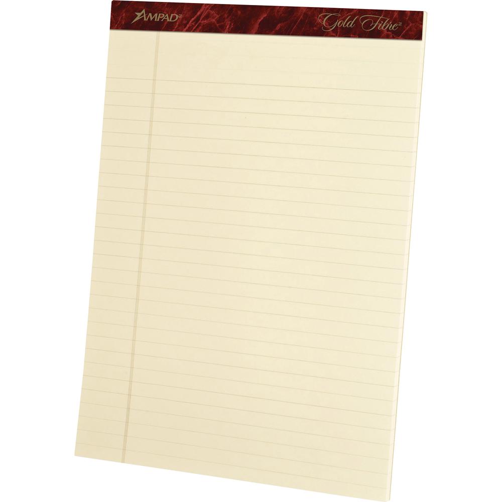 Ampad Gold Fibre Legal Rule Retro Writing Pads - 50 Sheets - Wire Bound - 0.34" Ruled - 20 lb Basis Weight - 8 1/2" x 11 3/4" - 