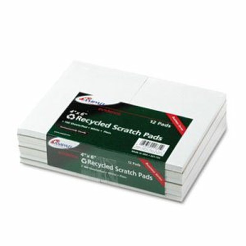 Ampad Recycled Glue Top Scratch Pad - 100 Sheets - Plain - Glued - Unruled - 15 lb Basis Weight - 4" x 6" - 8" x 5" x 0.2" - Whi
