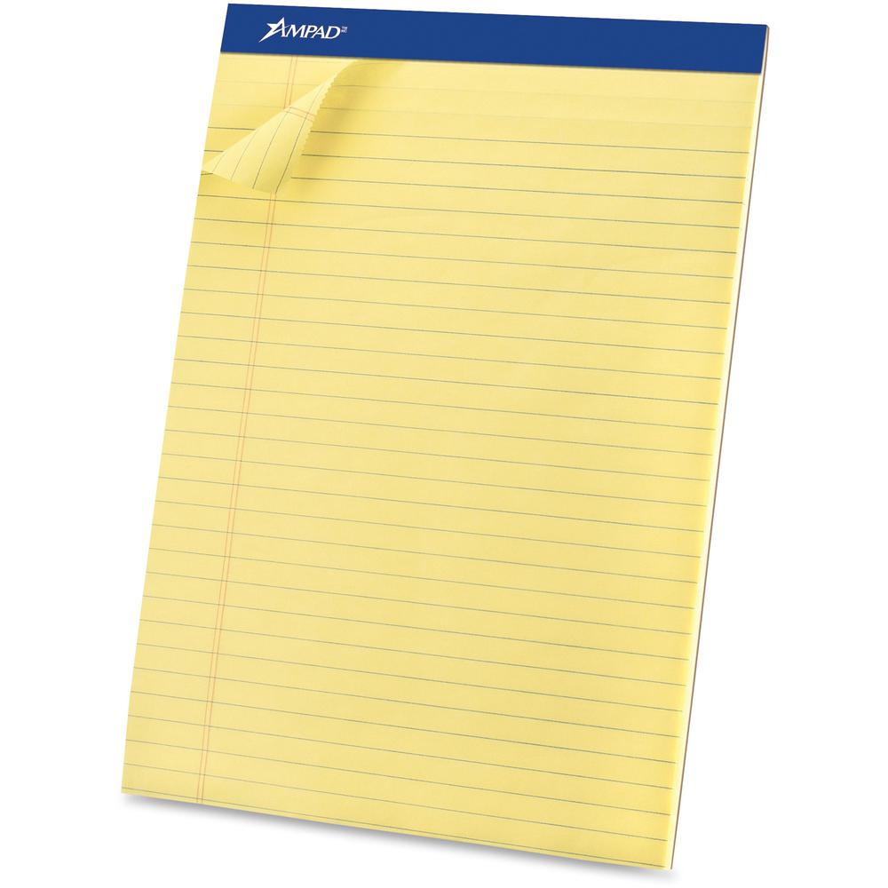 Ampad Basic Perforated Writing Pads - Legal - 50 Sheets - Stapled - 0.34" Ruled - 15 lb Basis Weight - Legal - 8 1/2" x 11 1/2"8