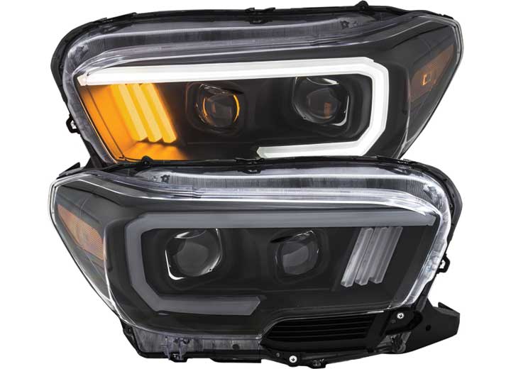 16-C TACOMA PROJECTOR HEADLIGHTS W/PLANK STYLE DESIGN BLACK/AMBER W/DRL DRIVE/PASS