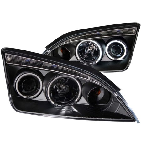 05-07 FOCUS ZX4 4DR HEADLIGHTS BLACK CLEAR PROJECTOR WITH HALOS DRIVE/PASS