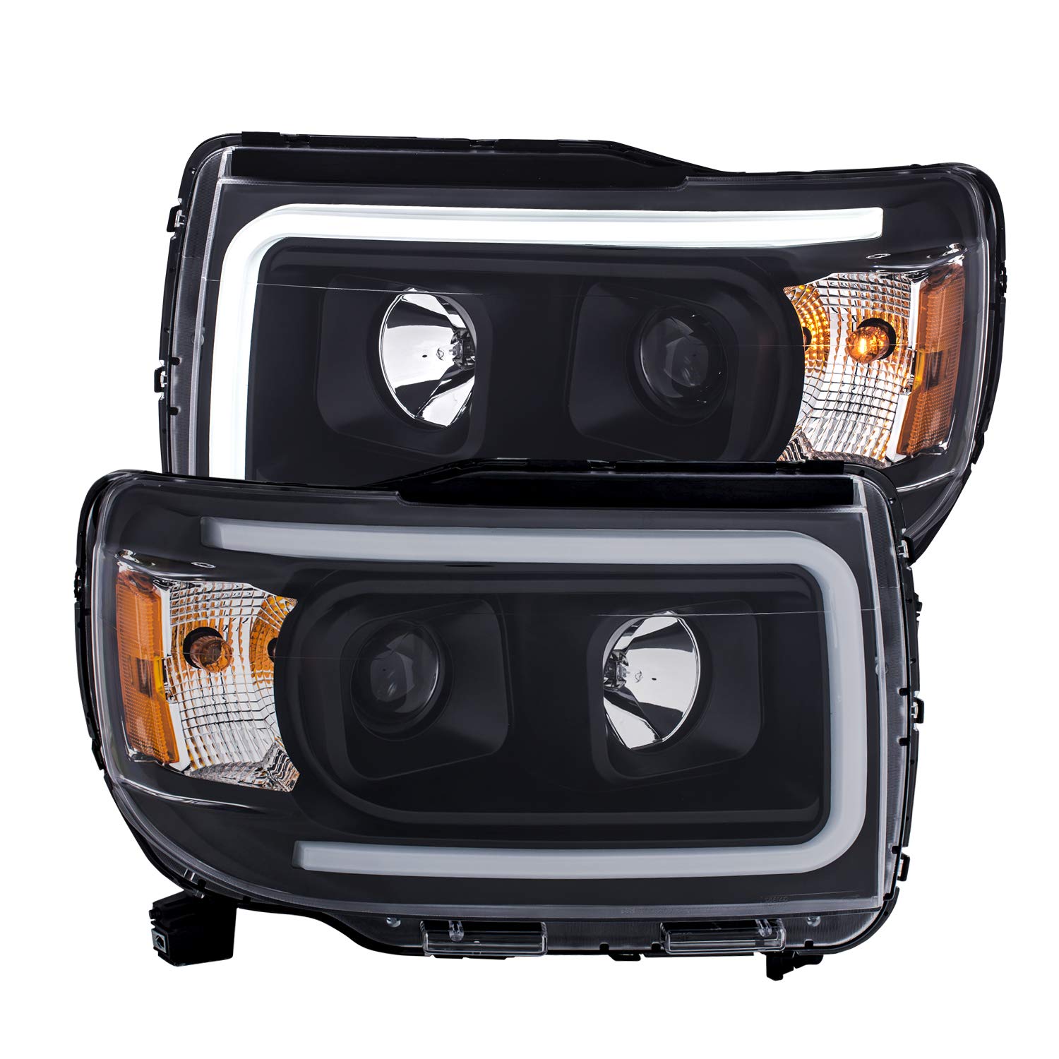 1519 CANYON PROJECTOR HEADLIGHTS W/PLANK STYLE DESIGN BLACK W/AMBER