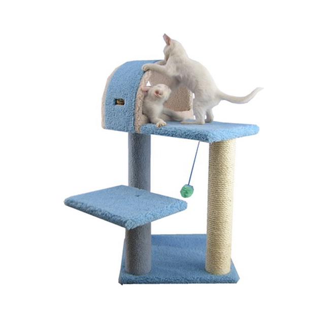 Armarkat B6605 65-Inch Classic Real Wood Cat Tree In Sky Blue, Jackson Galaxy Approved, Five Levels With Perch, Condo, Hanging T