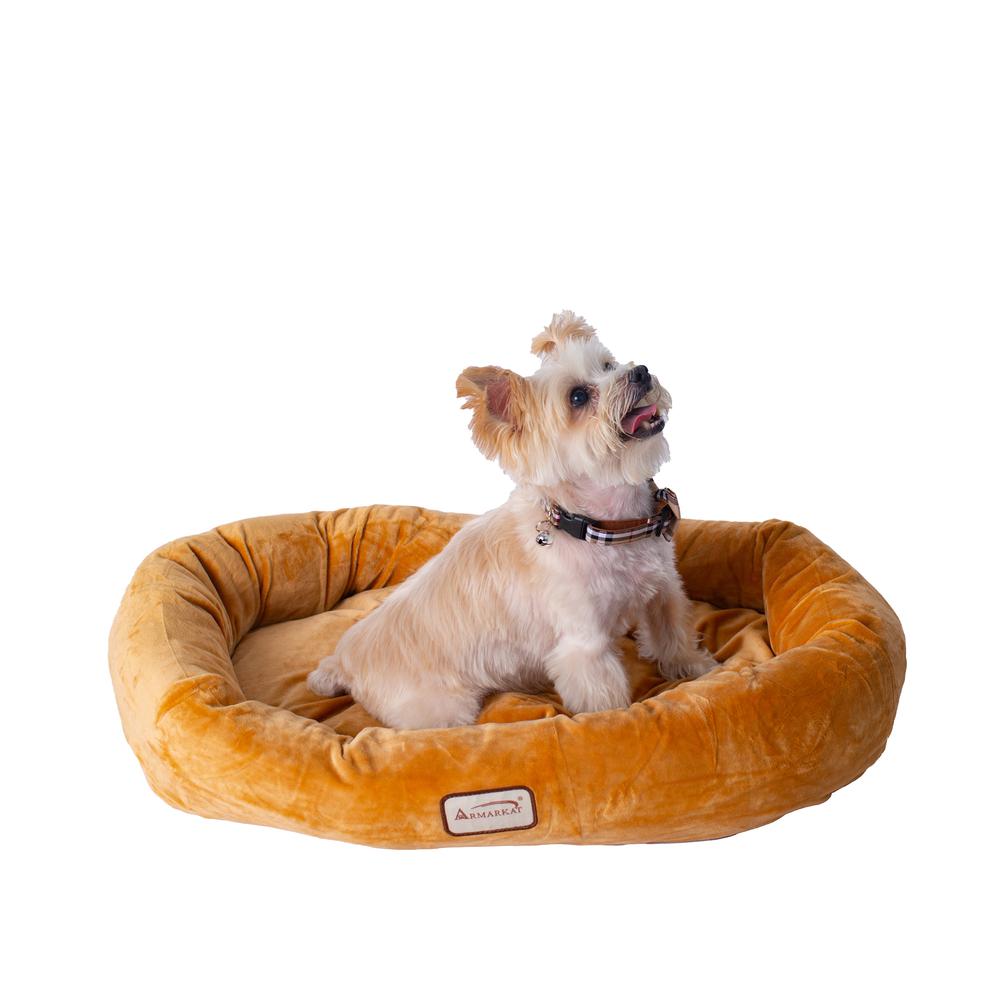 Armarkat Model D02CZS-S Small Earth Brown Bolstered Pet Bed and Mat