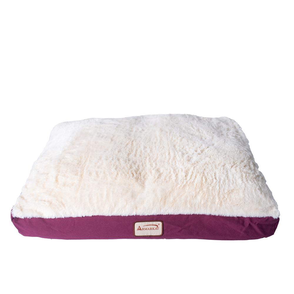 Armarkat Model M02HJH/MB-L Large Pet Bed Mat with Poly Fill Cushion in Ivory & Burgundy