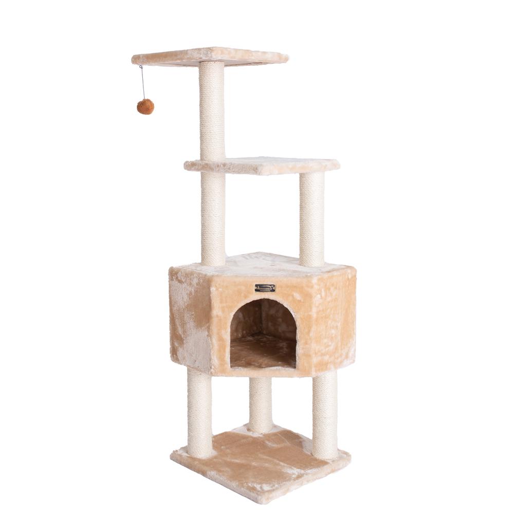 Armarkat 3 Levels Real Wood Cat Tower for Kittens Play 48 Height Beige A4801