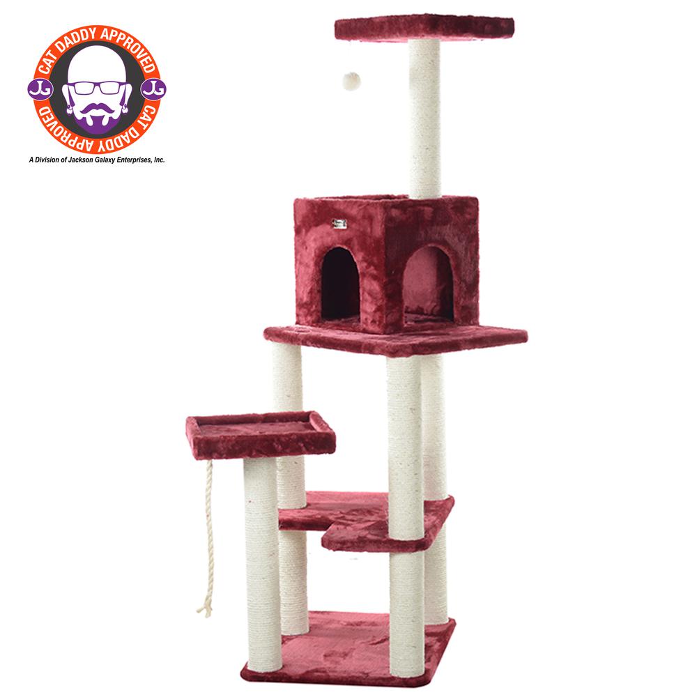Armarkat Real Wood Cat Tower, Ultra thick Faux Fur Covered Cat Condo House A6902B, Burgundy;