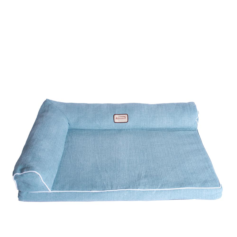 New Armarkat Model D08A Soothing Blue Medium Bolstered Pet Bed with Poly Fill Cushion