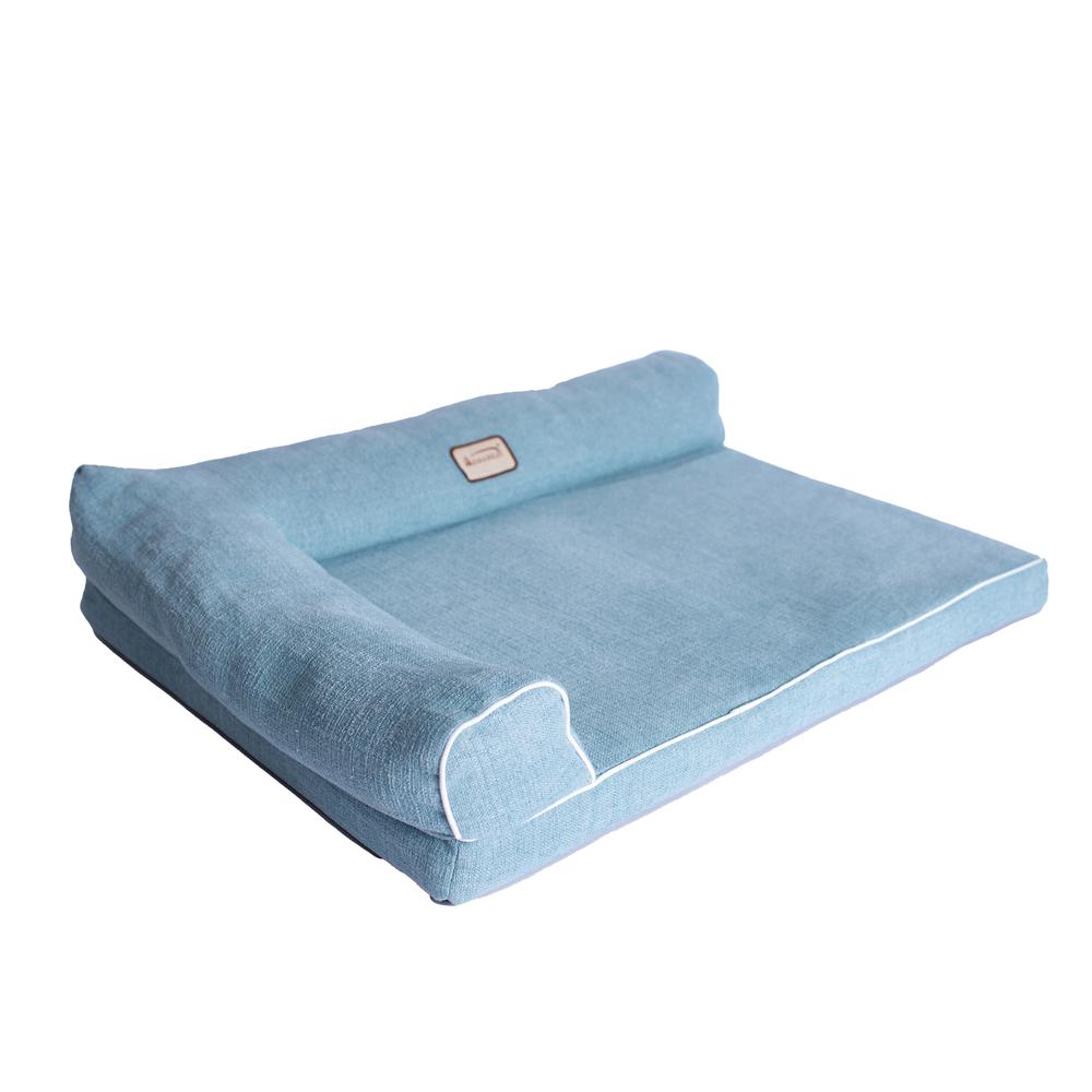 New Armarkat Model D08B Soothing Blue Medium Bolstered Pet Bed with Memory Foam