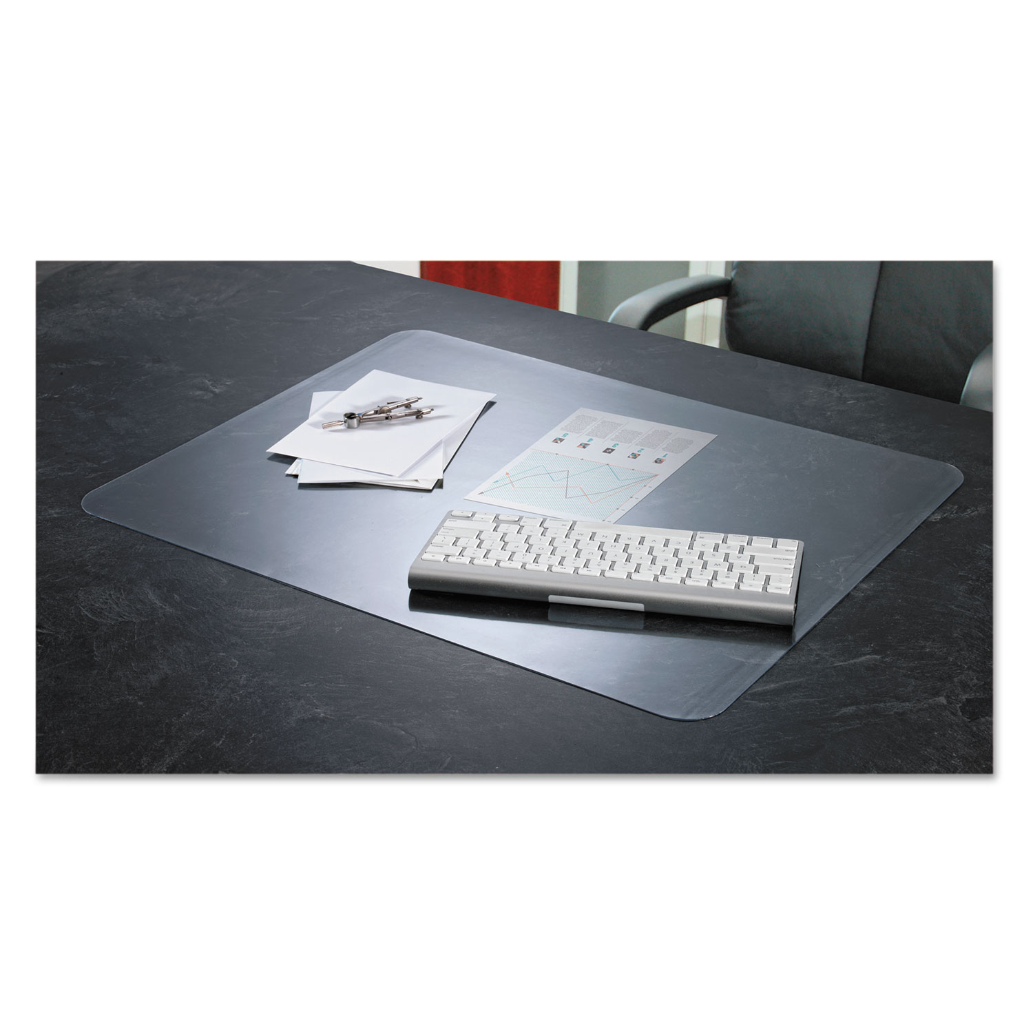 Artistic KrystalView Antimicrobial Desk Pad - Rectangle - 38" Width x 24" Depth - Polyvinyl Chloride (PVC) - Clear