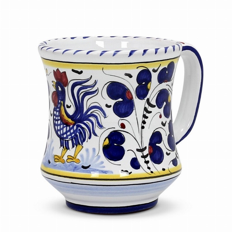 ORVIETO ROOSTER Mug/Goblet - 3.6D. X 4.25H. (12 OZ.) (Dimensions measured in Inches)BlueConcave Mug