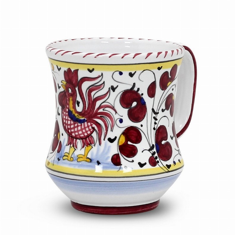ORVIETO ROOSTER Mug/Goblet - 3.6D. X 4.25H. (12 OZ.) (Dimensions measured in Inches)RedConcave Mug