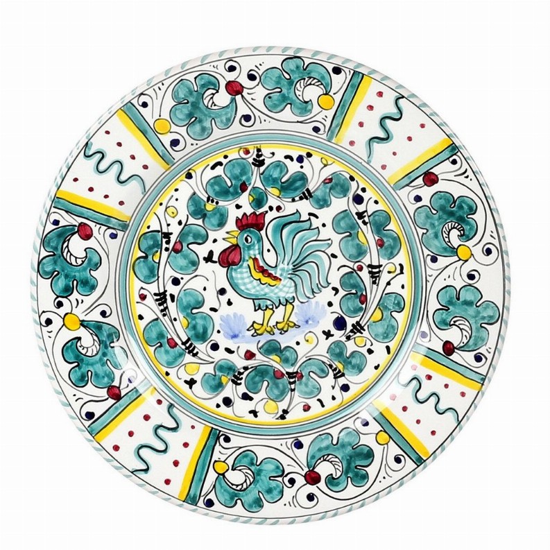 ORVIETO ROOSTER: Salad Plate - 8 DIAM. (Dimensions measured in Inches)GreenSalad plate