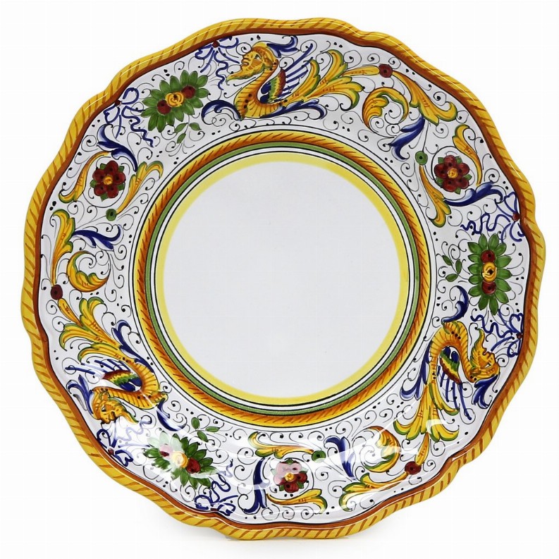 RAFFAELLESCO Dinner Plate - 11 DIAM. (Dimensions measured in Inches) Dinner Plate (White Center)