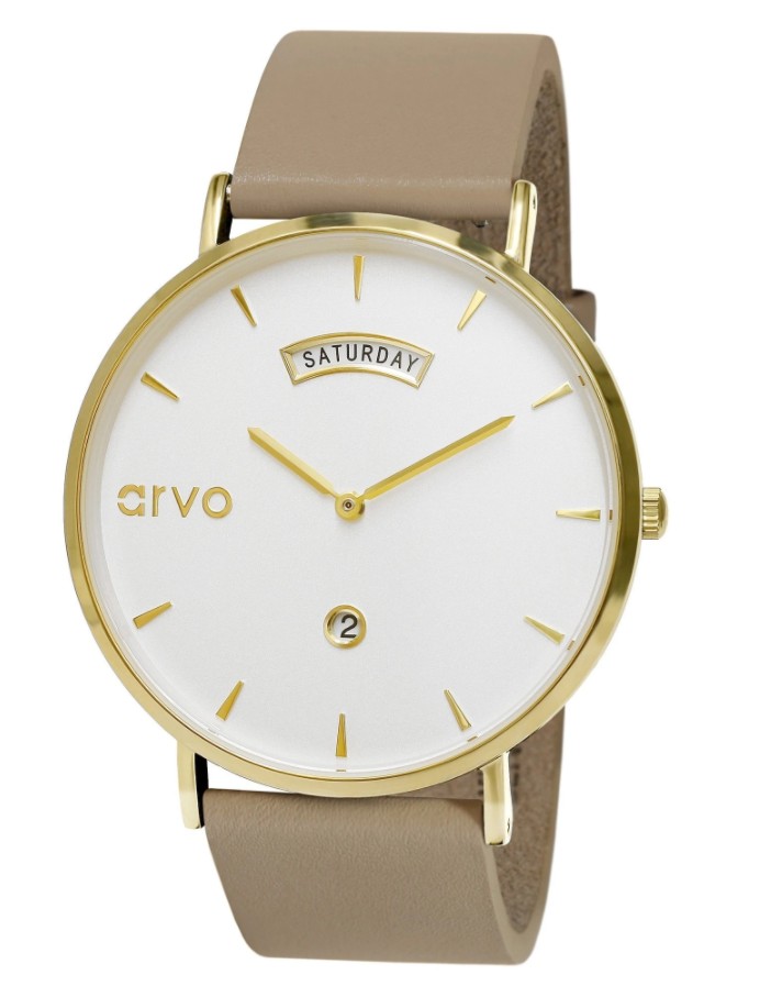 Arvo Awristacrat Watch - GoldNude Leather