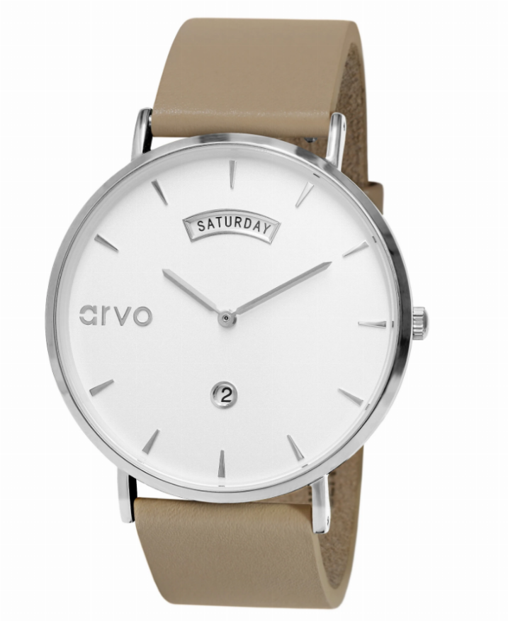 Arvo Awristacrat Watch - SilverNude Leather