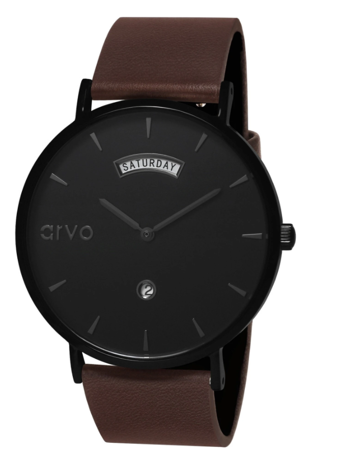 Arvo Black Awristacrat Watch - BlackSaddle Leather