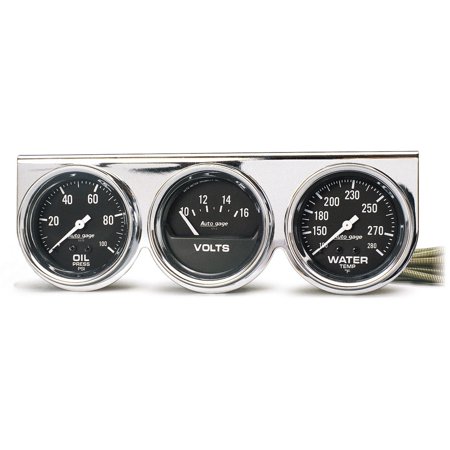 2-5/8IN 3 GAUGE CONSOLE, OIL/WATER/VOLT, CHROME