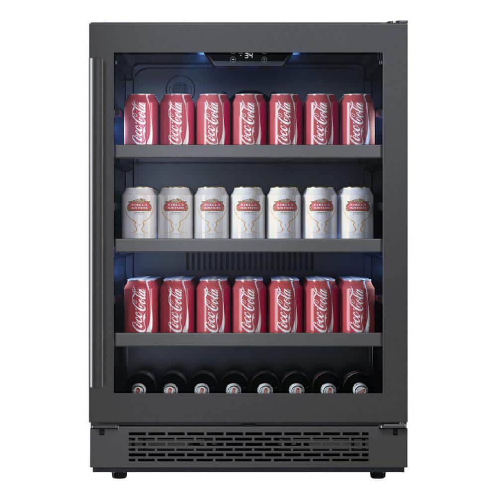 152 Can Built-In Black Stainless Beverage Cooler