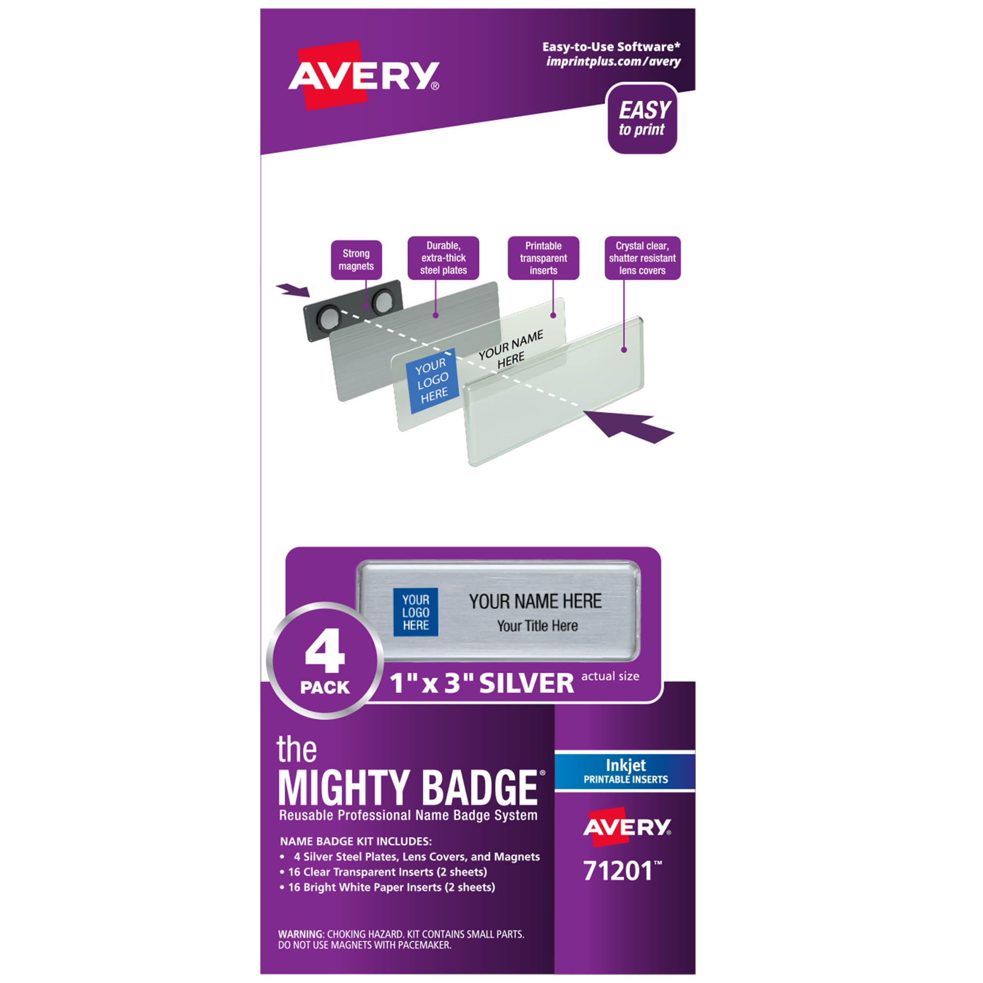 The Mighty Badge Mighty Badge Professional Reusable Name Badge System - Plastic - Silver