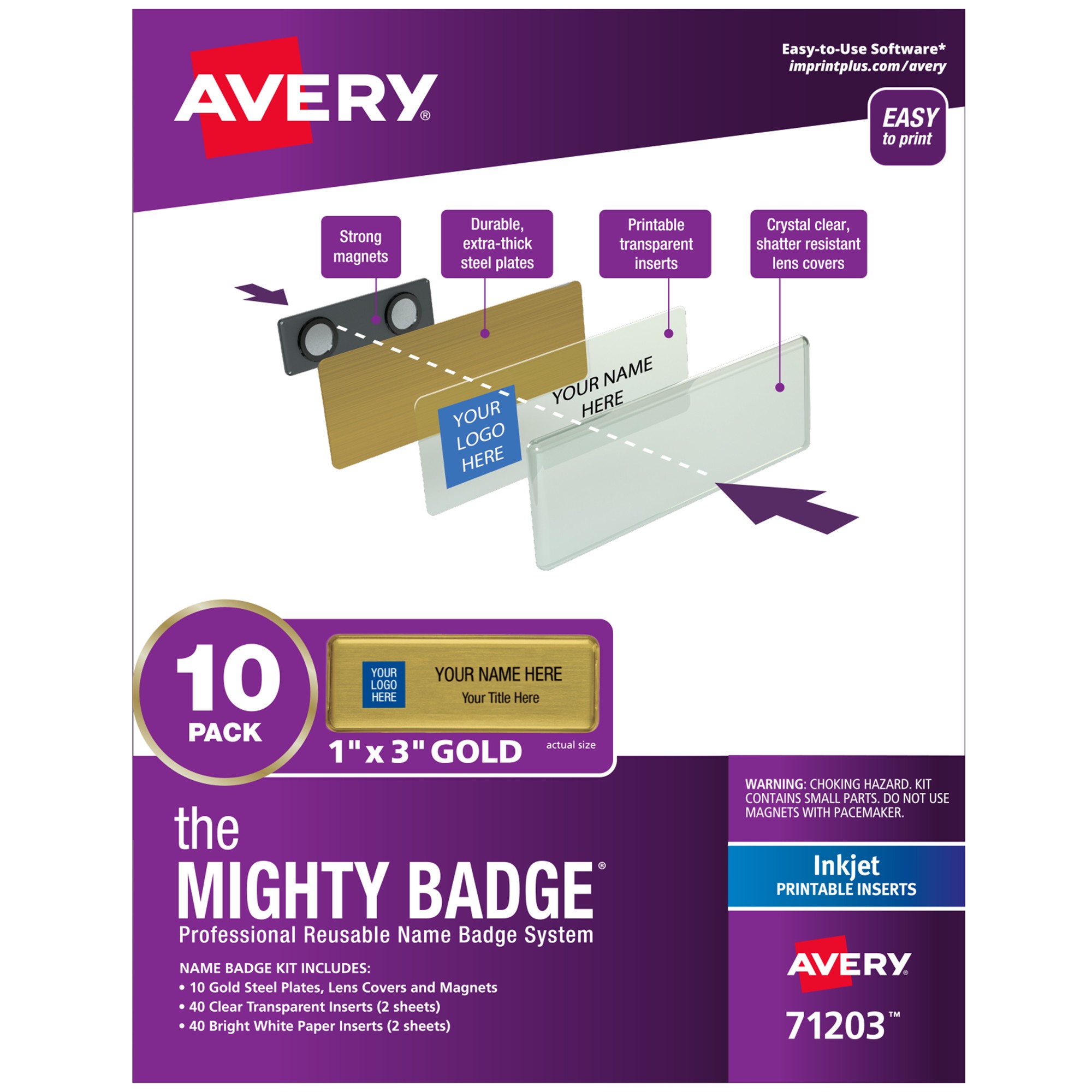 The Mighty Badge Mighty Badge Professional Reusable Name Badge System - Gold