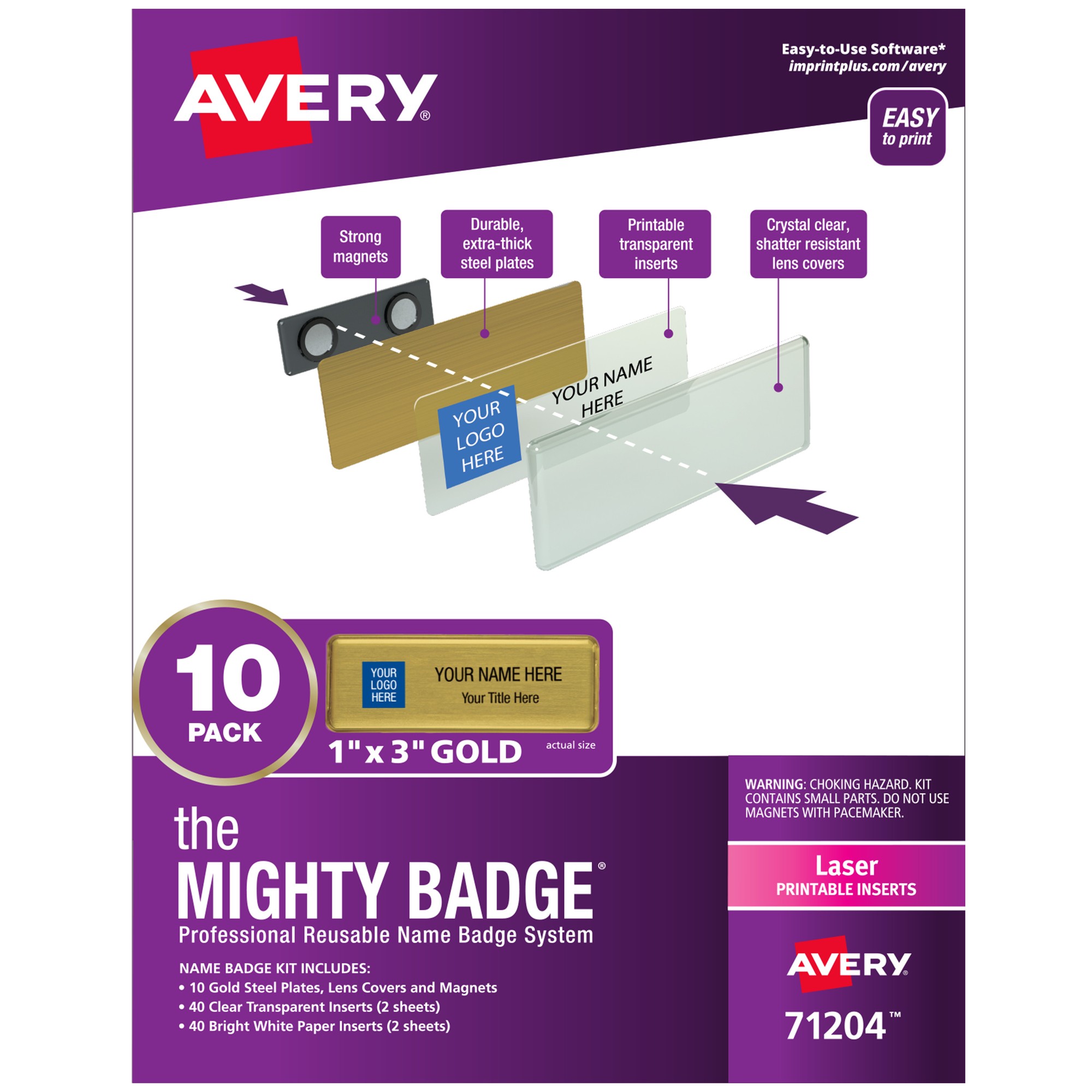 The Mighty Badge Mighty Badge Professional Reusable Name Badge System - Gold