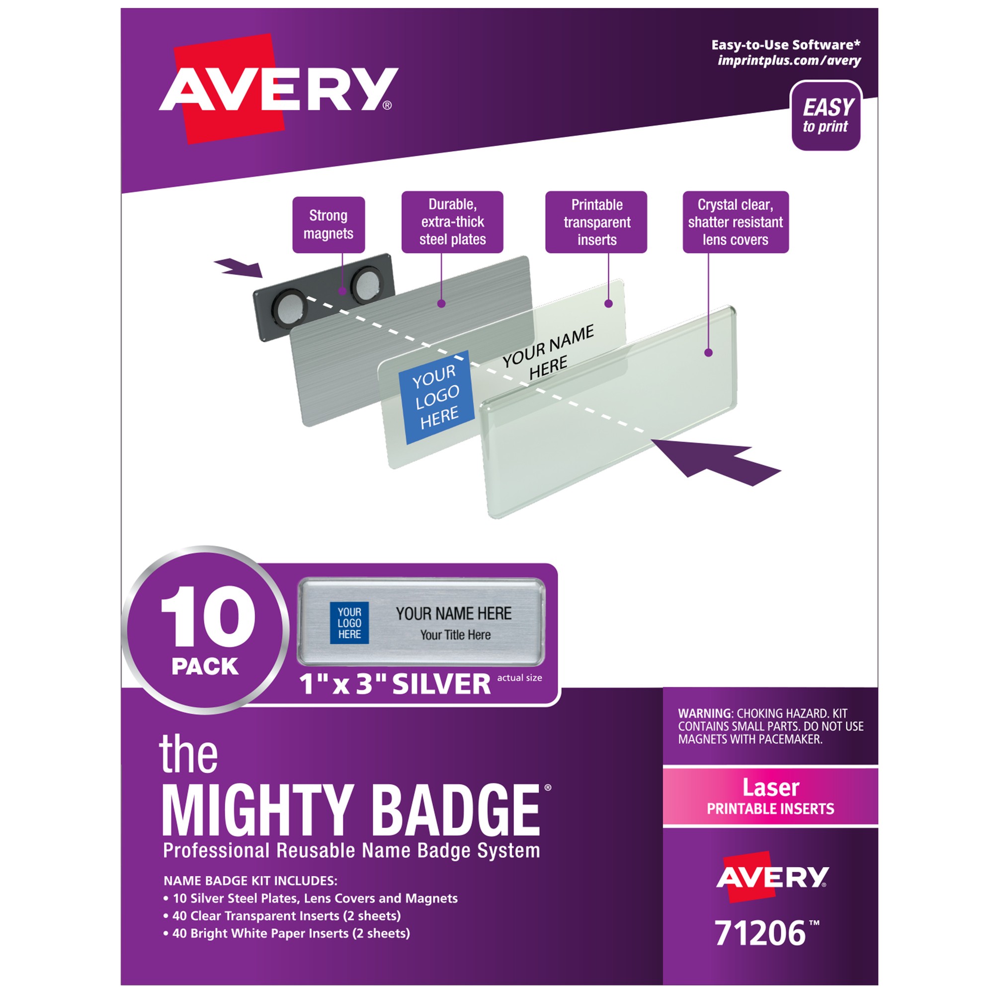 The Mighty Badge Mighty Badge Professional Reusable Name Badge System - Silver