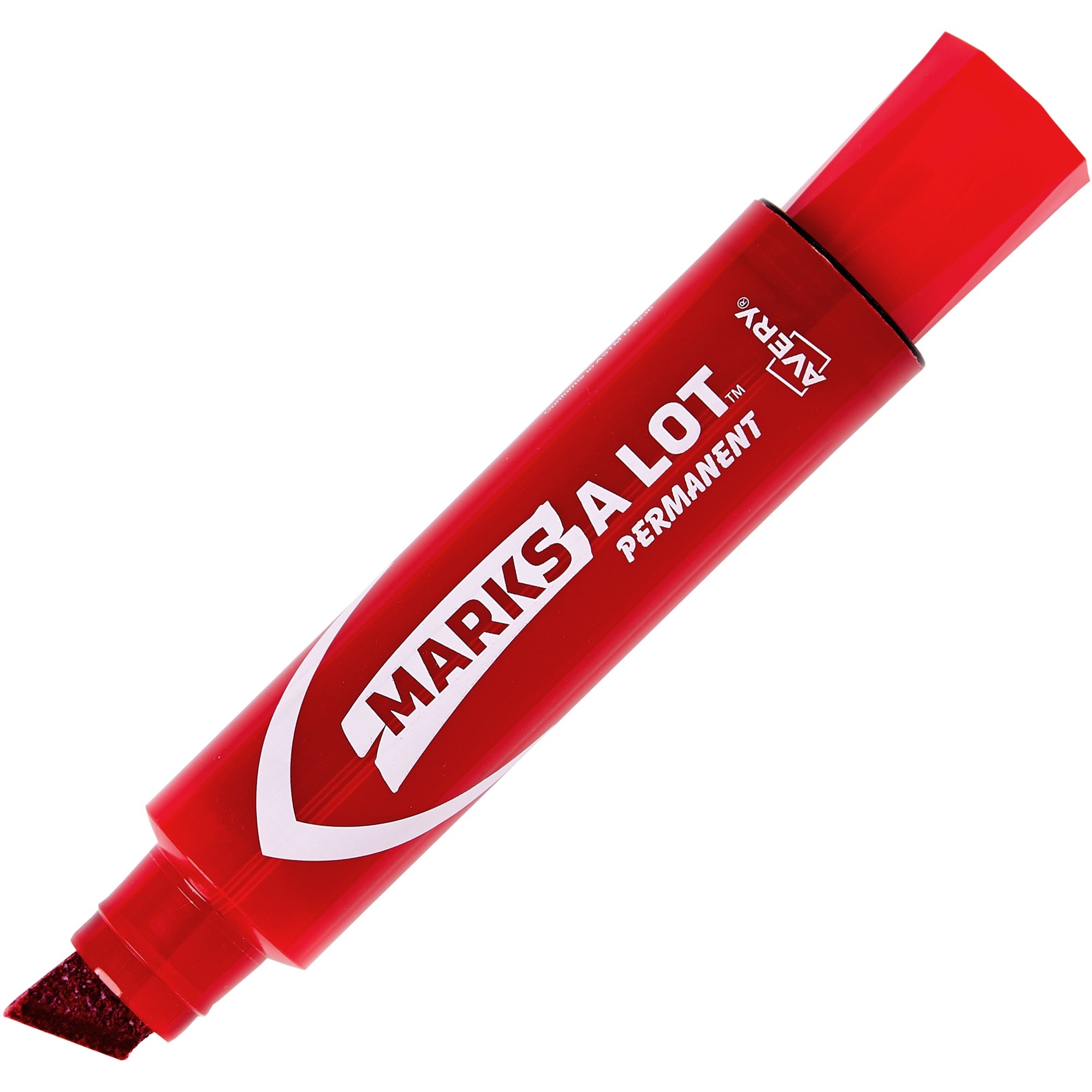Avery Jumbo Permanent Markers - Chisel Marker Point Style - Red - Red Barrel - 1 Dozen