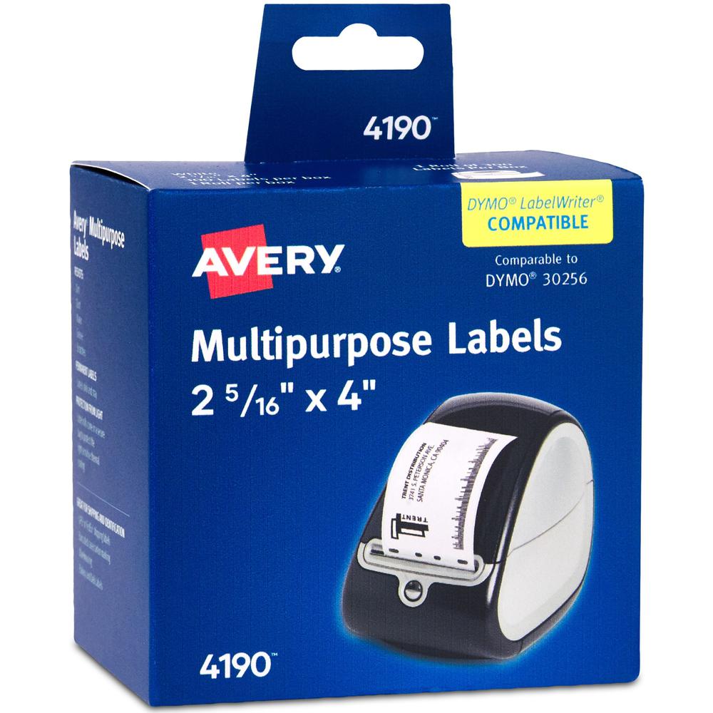 Avery Direct Thermal Roll Labels - 2 5/16" Height x 4" Width - Permanent Adhesive - Rectangle - Thermal - Bright White - Pa