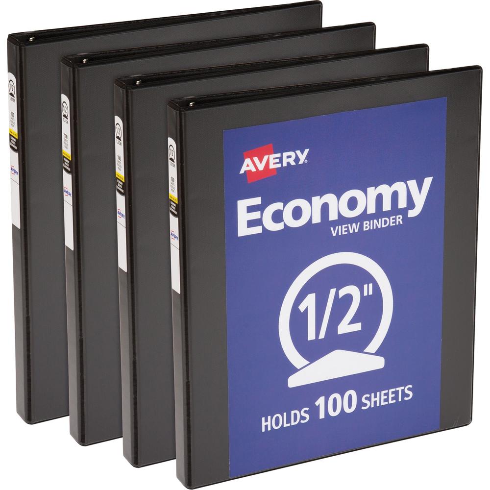 Avery Economy View Binder - 1/2" Binder Capacity - Letter - 8 1/2" x 11" Sheet Size - 100 Sheet Capacity - 3 x Round Ring F
