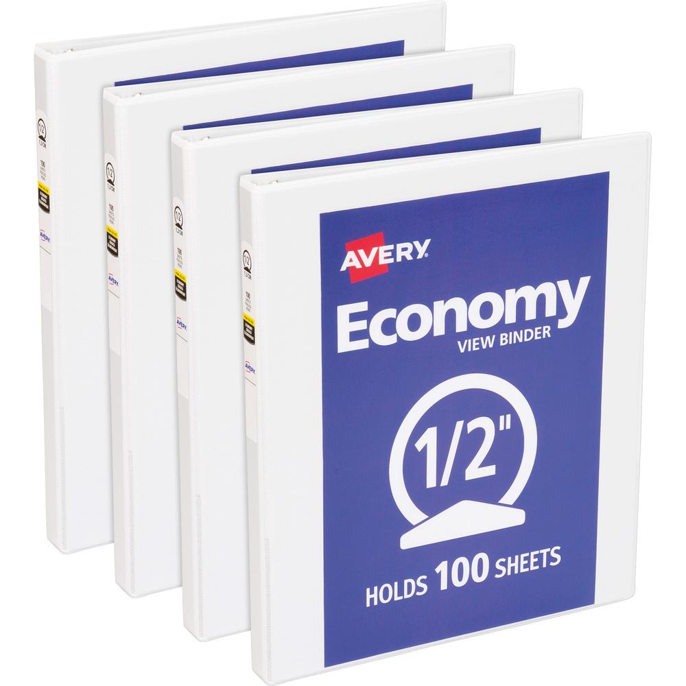 Avery Economy View Binder - 1/2" Binder Capacity - Letter - 8 1/2" x 11" Sheet Size - 100 Sheet Capacity - 3 x Round Ring F