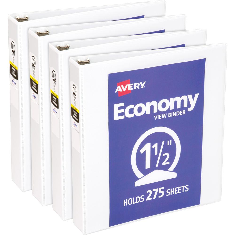 Avery Economy View Binder - 1 1/2" Binder Capacity - Letter - 8 1/2" x 11" Sheet Size - 275 Sheet Capacity - 3 x Round Ring