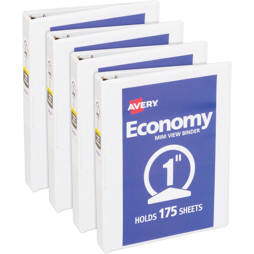 Avery Economy View Binder - 1" Binder Capacity - Statement - 5 1/2" x 8 1/2" Sheet Size - 175 Sheet Capacity - 3 x Round Ri