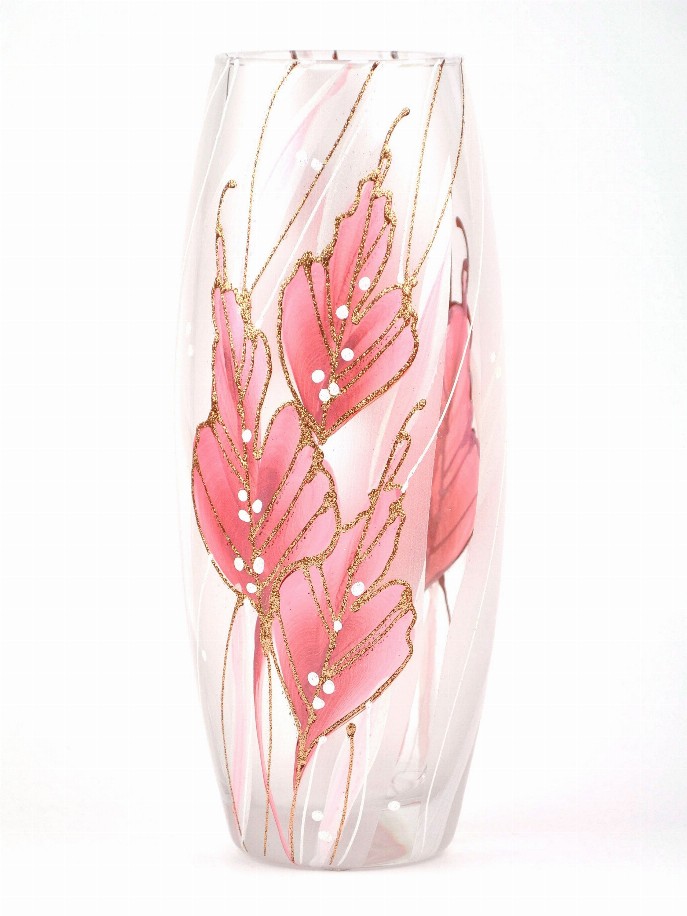 Glass Oval Vase - 10 inch Rose