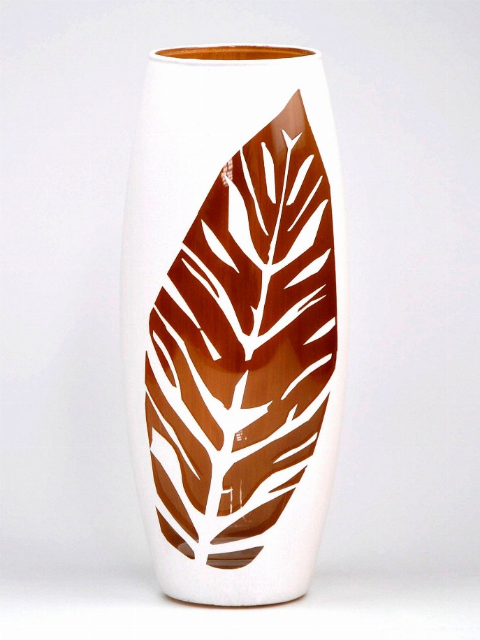 Glass Oval Vase - 10 inch White