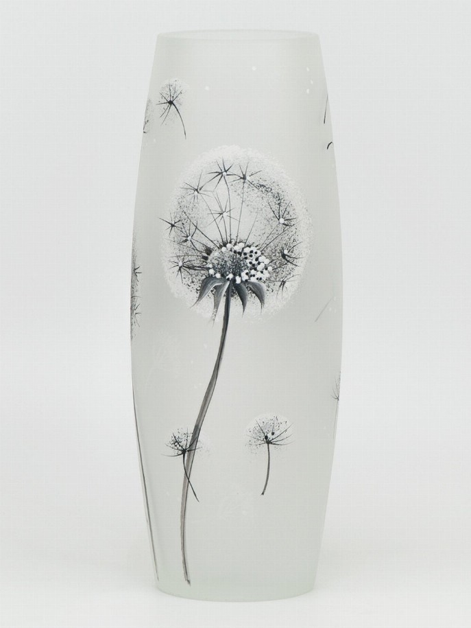 Glass Oval Vase - 12 inch White