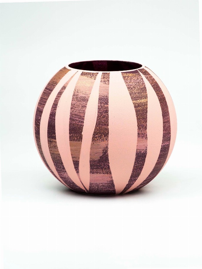 Handpainted glass vase - 6 inch Pink