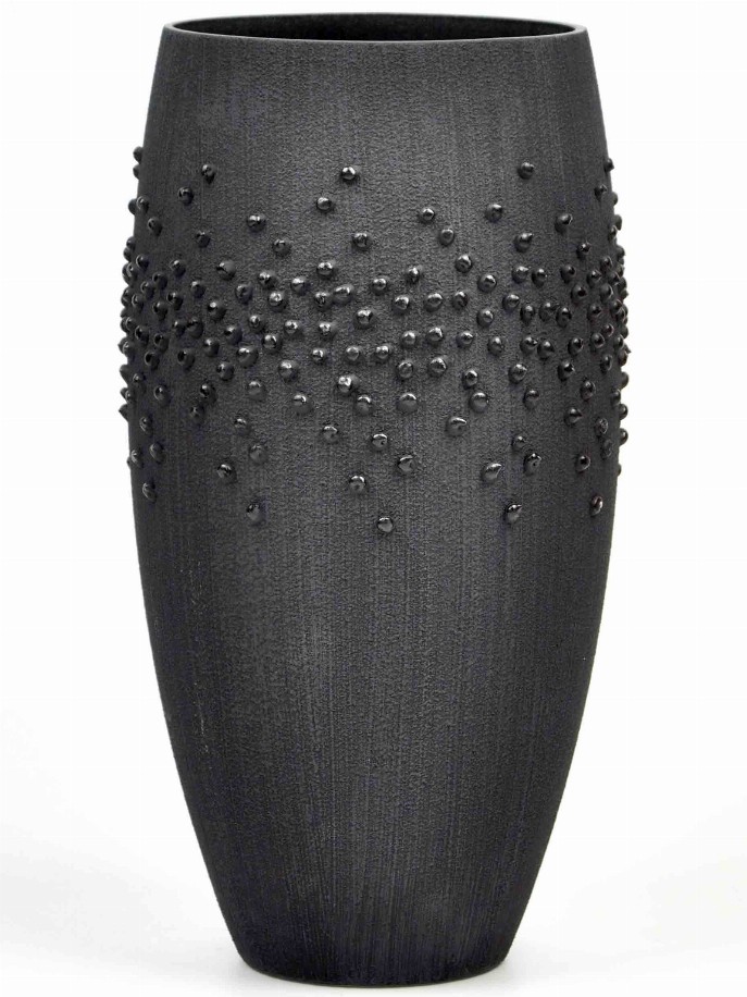 Handpainted glass vase - 12 inch Black Style #1