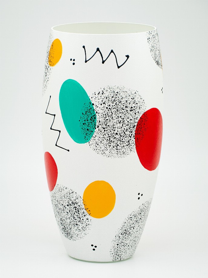 Handpainted glass vase - 12 inch Multicolor