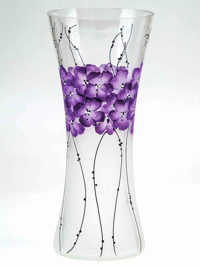 Handpainted glass vase - 12 inch Violet Style #2