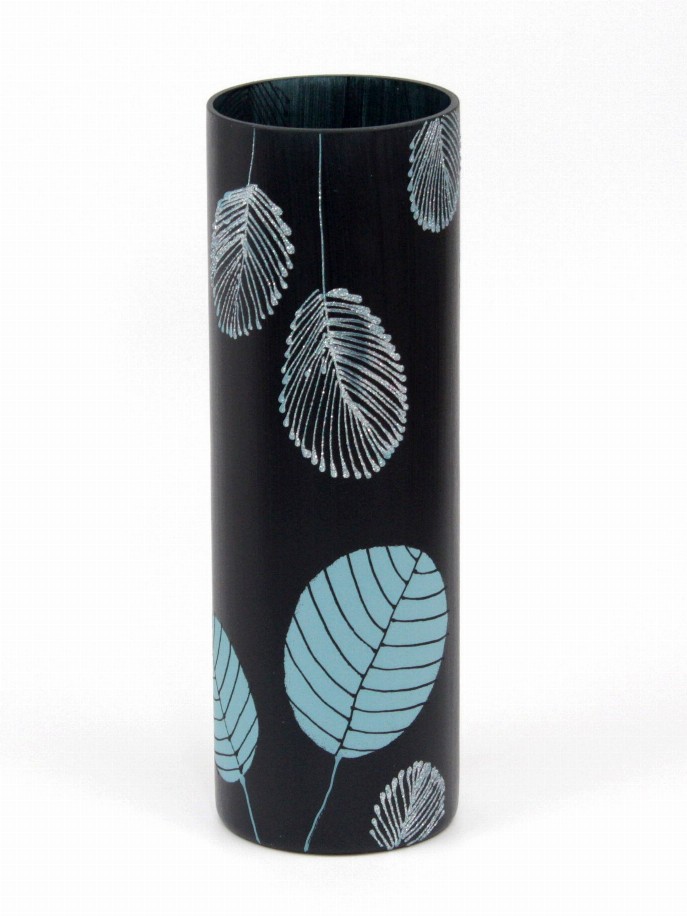 Handpainted glass vase - 12 inch Handpainted