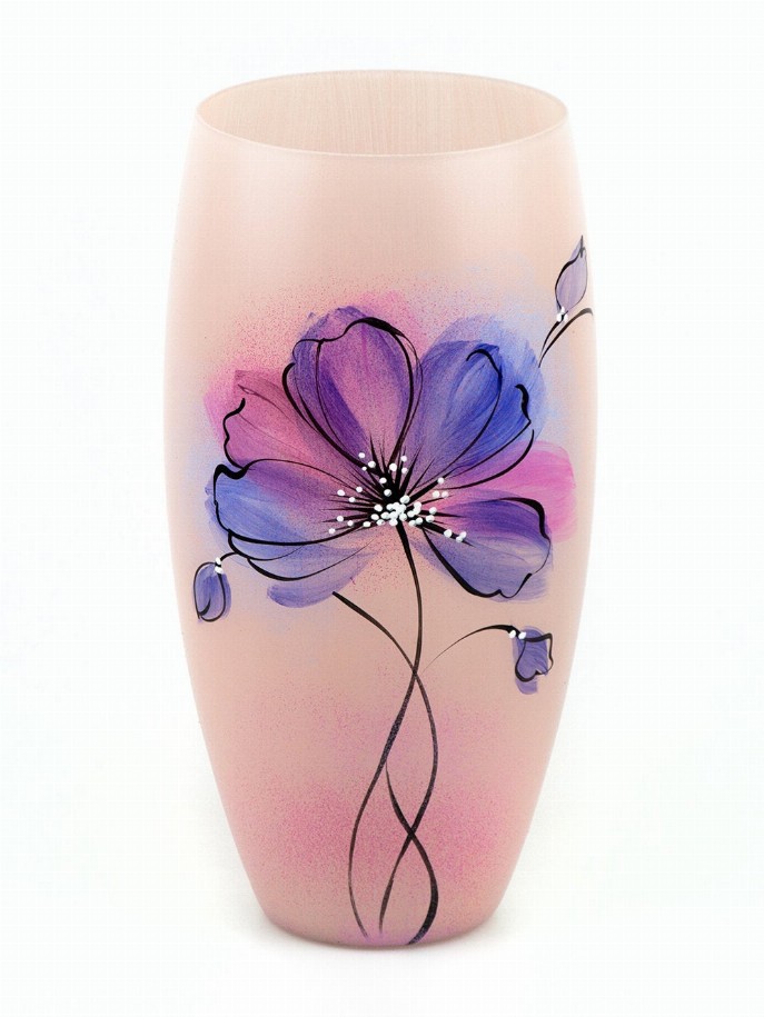 Handpainted glass vase - 12 inch Rose