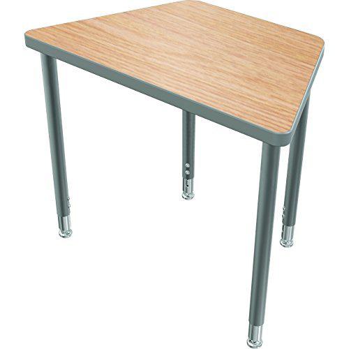 Snap Desk Configurable Student Desking - Large Rectangle - Fusion Maple Top Surface And Black Edgeband - Black Horseshoe Legs