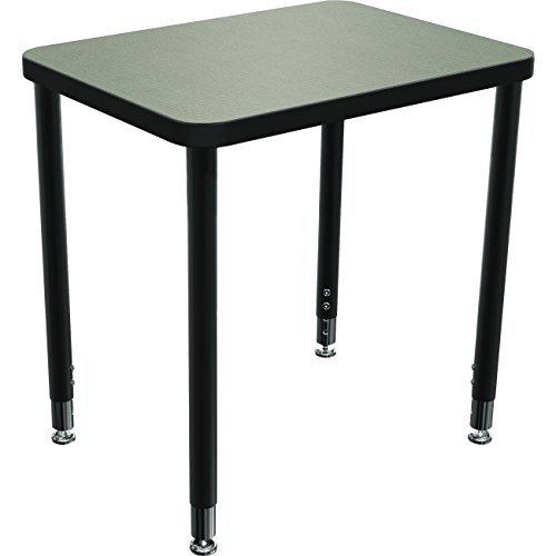 Snap Desk Configurable Student Desking - Large Rectangle - Gray Nebula Top Surface And Black Edgeband - Black Horseshoe Legs
